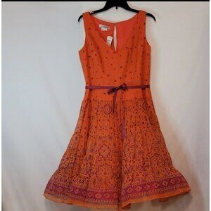 KAY Unger Silk Sleeveless V Neck Floral Dress